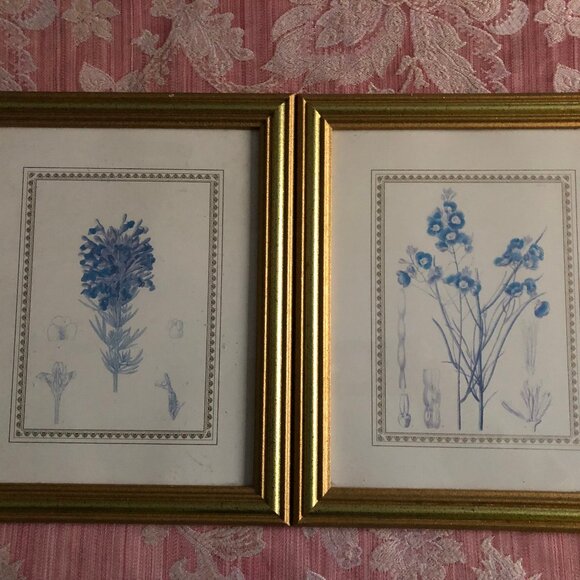 Two wall decor with flowers art prints and nice frames home decoration - Picture 1 of 9